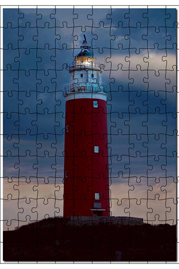 Cakasepetim Lighthouse and Cloudy Sky at Sunset 120 Piece Puzzle Jigsaw Mdf (Wood)