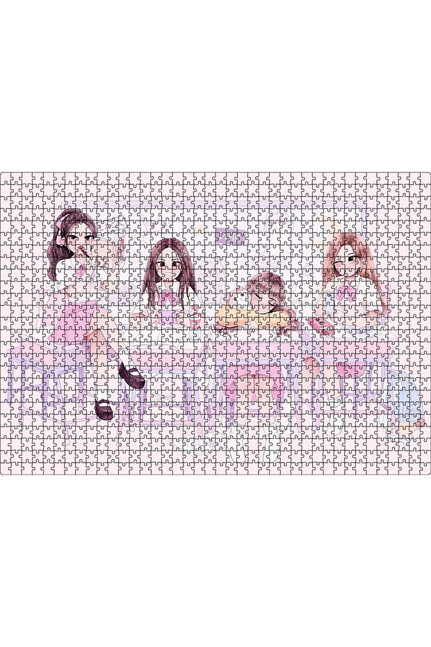 Cakasepetim Black Pink Pop Group Members Childlike Drawing 1000 Piece Puzzle Jigsaw Puzzle Mdf (Wood)