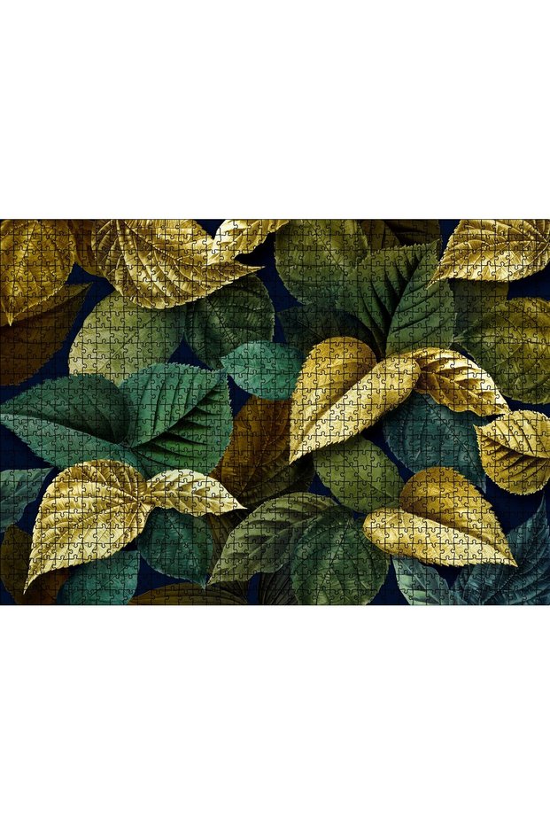 Cakasepetim Green Brown and Gold Leaves Together 1000 Piece Puzzle Jigsaw Puzzle Mdf (Wood)