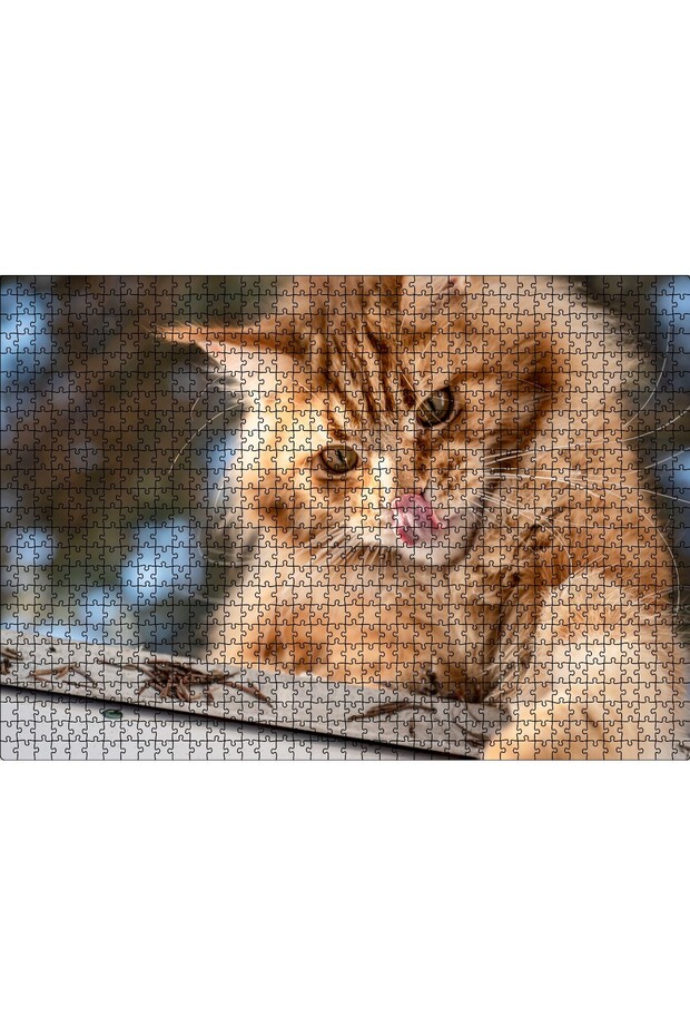 Cakasepetim Lying Yellow Cute Cat 1000 Piece Puzzle Jigsaw Mdf (Wood)
