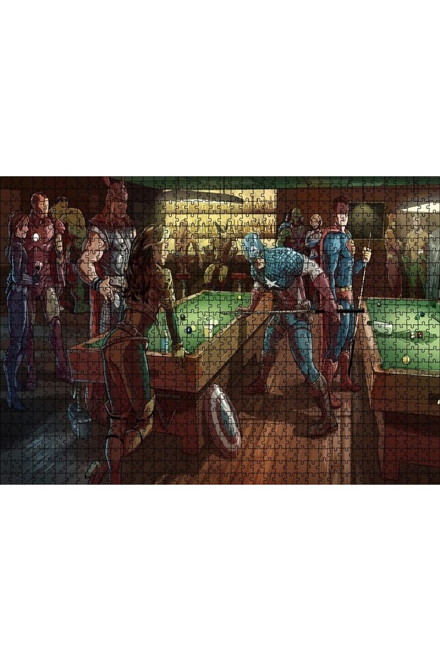 Cakasepetim Super Heroes in the Billiard Hall 1000 Piece Puzzle Jigsaw Mdf (Wood)