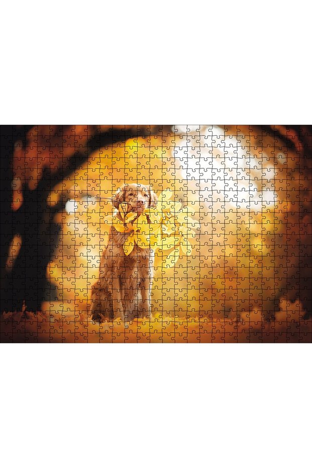 Cakasepetim Golden Retriever Autumn Leaves 500 Piece Puzzle Jigsaw Puzzle Mdf (Wood)