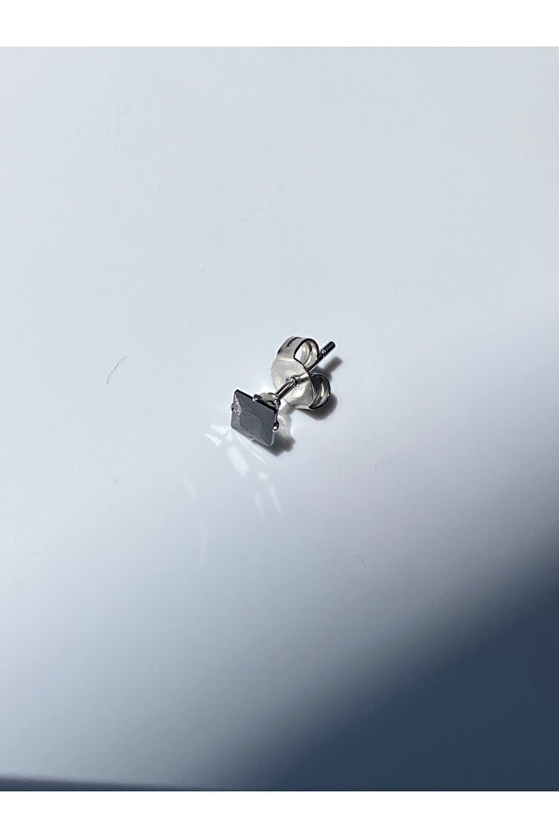 Siyah Zirkon Taşlı Çivi Kare Küpe Tek ADET 5 mm - 2