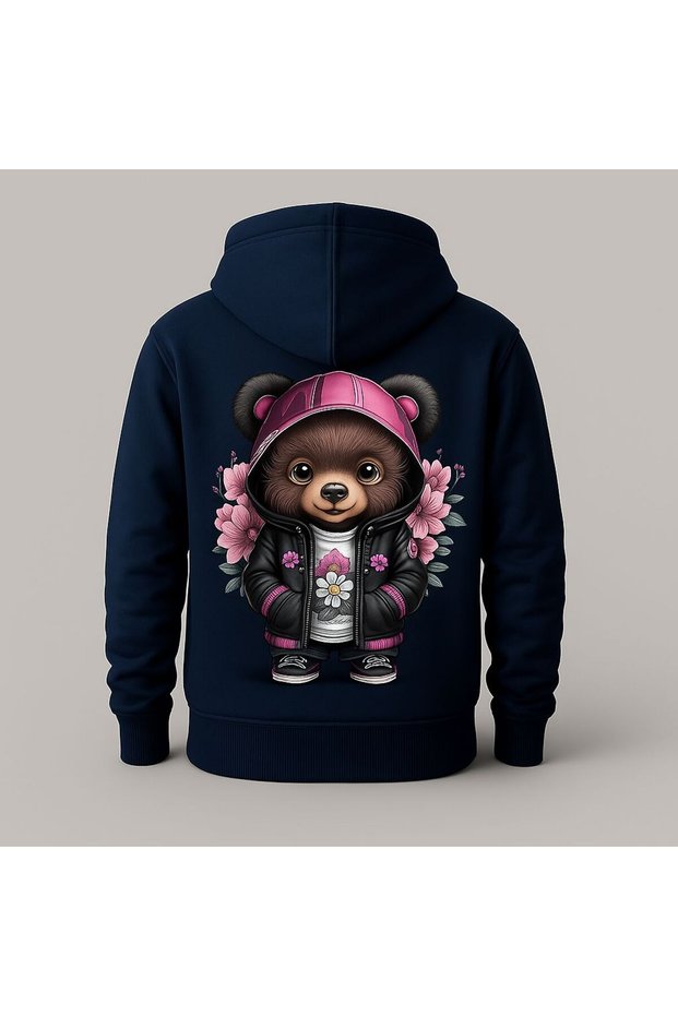 Cute Bear Printed Hooded Sweatshirt – Unisex Casual Fashion