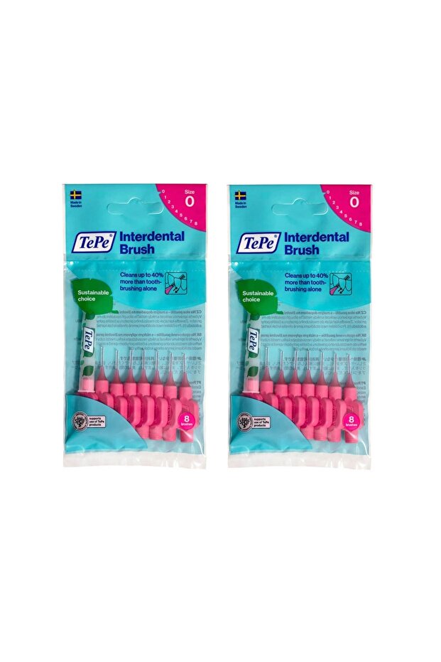2-Pack Interdental Brush Interface Brush Pink 0.4 mm 8 Pack