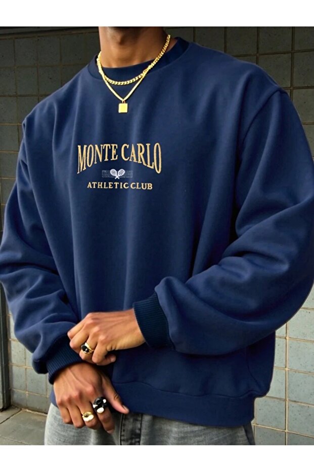 سويت شيرت رجالي كبير الحجم مطبوع عليه Monte Carlo