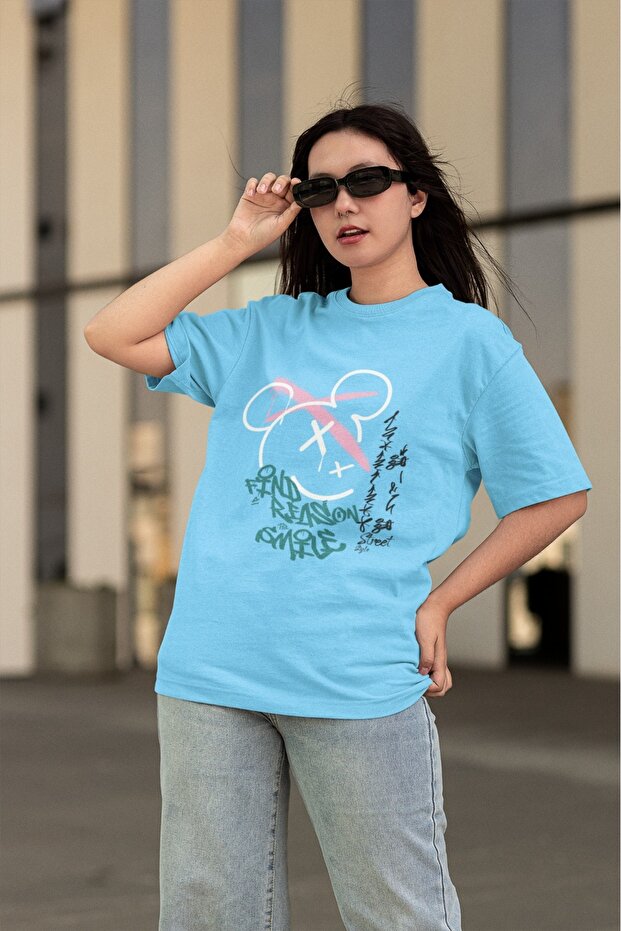 Girls/Women Find Reason Transfer Printed Round Neck Short Sleeve T-Shirt