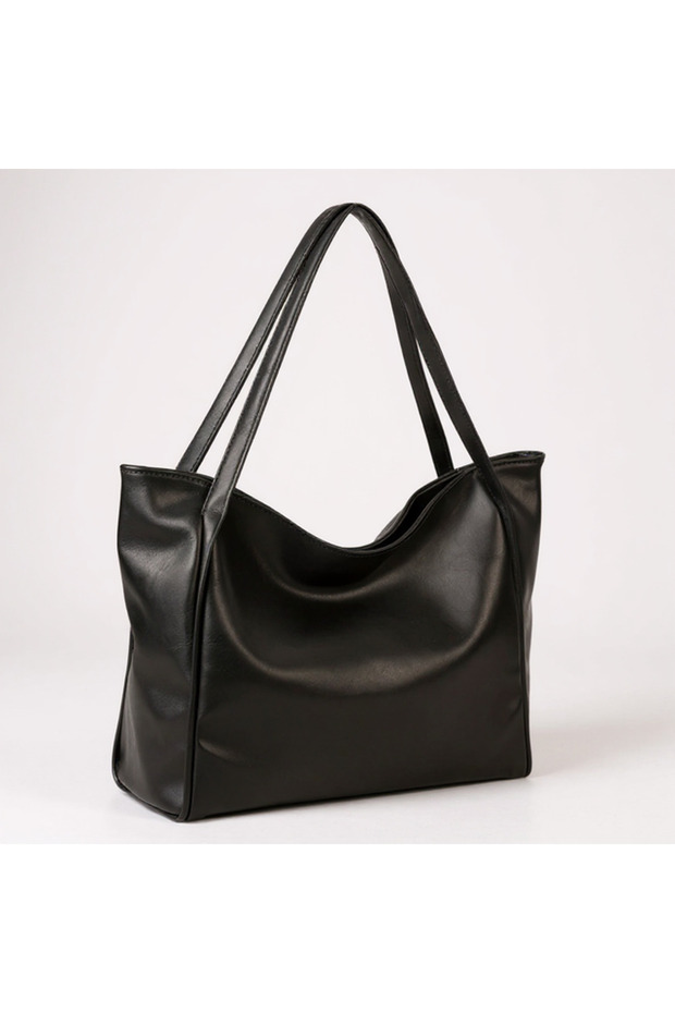 Women's Black Soft Faux Leather Handbag and Shoulder Bag