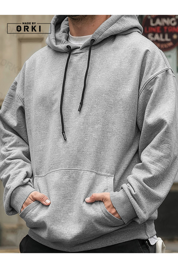 Gray Oversize Hooded Sweatshirt Hoodie