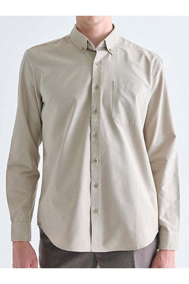 Regular Fit Uzun Kollu Armürlü Erkek Gömlek (W5) - 3