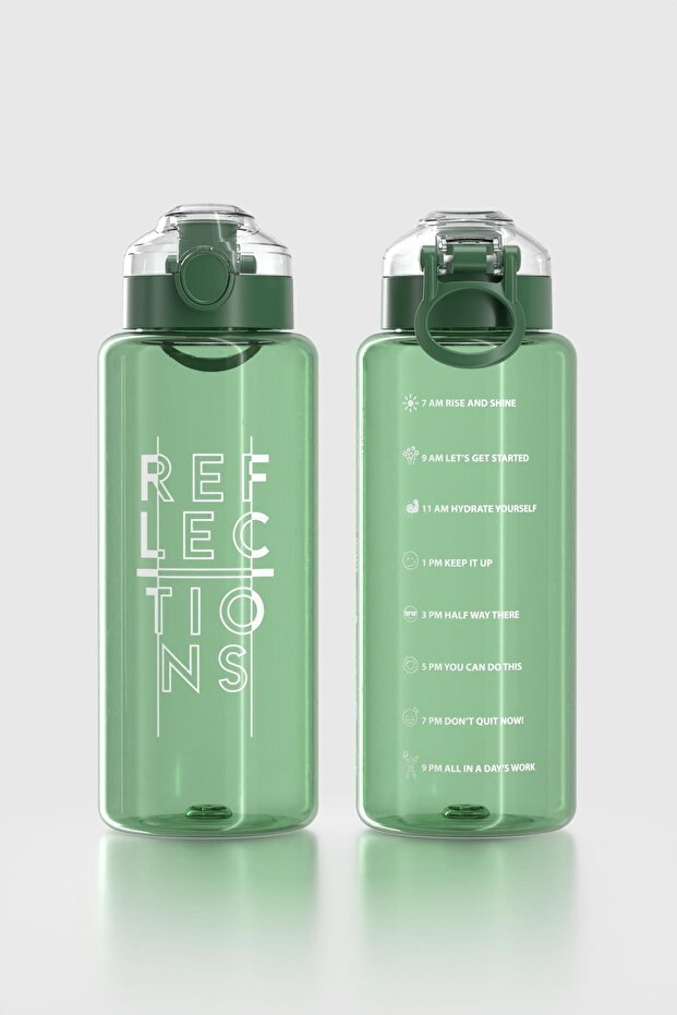 Saga Loop Text Patterned 1000 ml Tritan Flask 912138 Green - 2