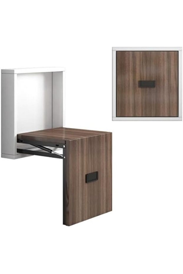 Simple Wooden Folding Wall-mounted Home Footstool Aisle Invisible Shoe Stool (Warm White Cabinet + W