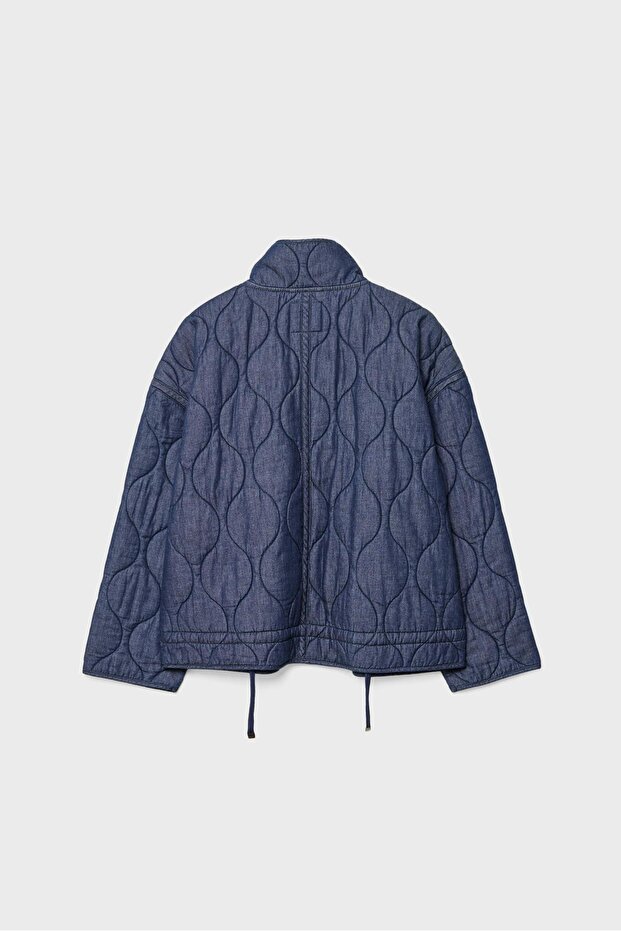 Kapitone Denim Ceket - 6