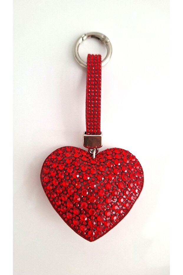Gift Zircon Stone Red Heart Keychain (12.5 cm)