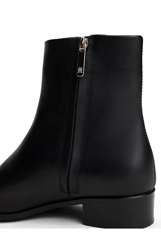 TH LEATHER POINTY ZIP BOOTIE - 6