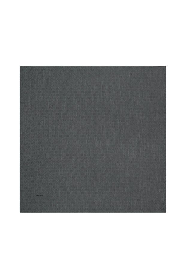 Gray 100X100 Silk Cotton Jacquard Scarf with Logo