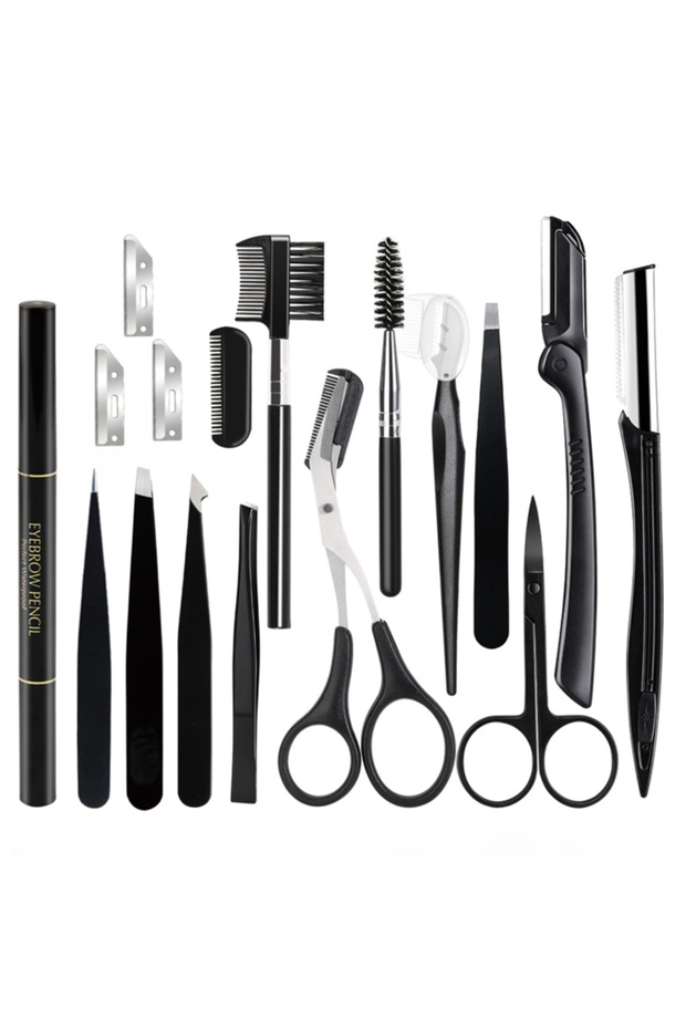 17 Pcs 2-17 PCS Eyebrow Trimmer Set Eyebrow Razor Scraping Eyebrow Comb Razor Eyebrow Clip Scissors - 1