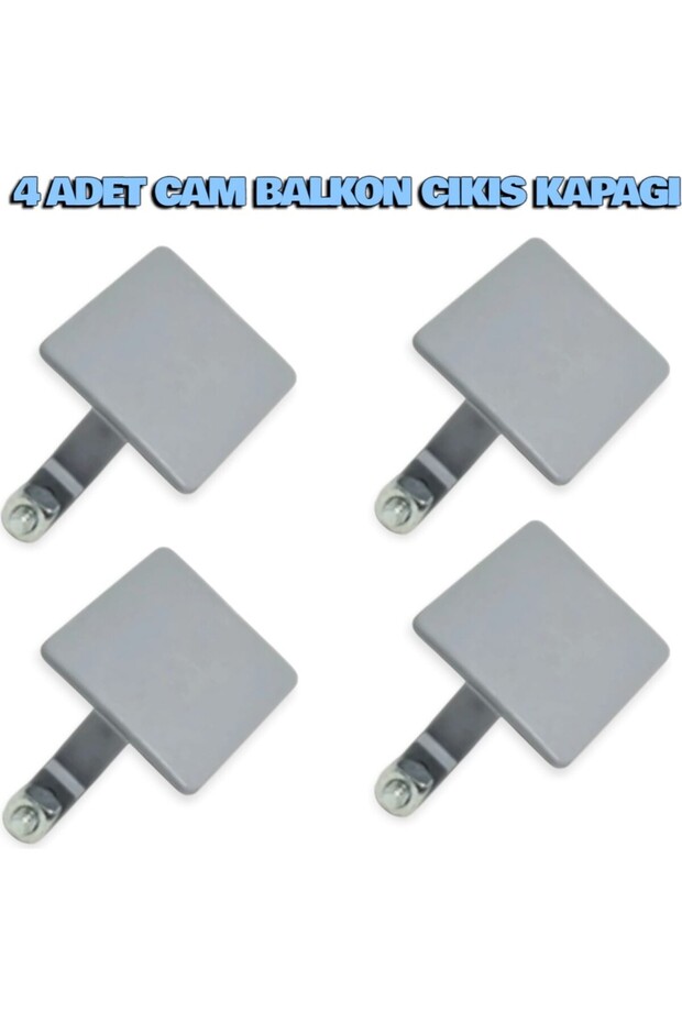 4-Piece Gray Glass Balcony Lock Cover Set – Gold & Storm System | Mounting Screw & 4 Meter Chain Included