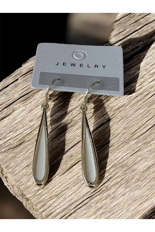 Drop White Dangle Earrings - 1