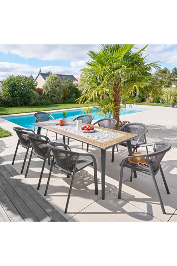 Lambada Rectangular Ceramic Garden Dining Table - 8