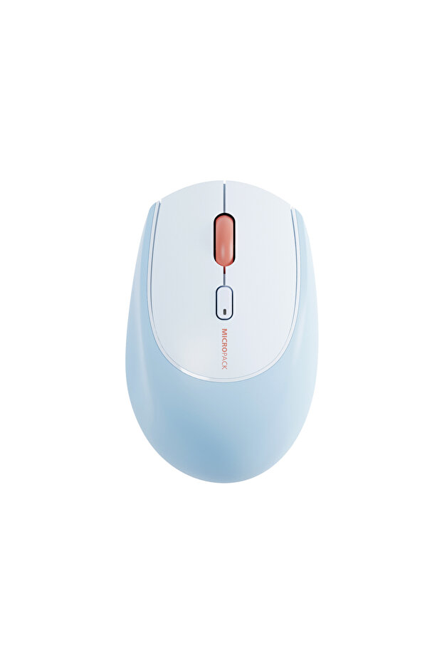 ماوس لاسلكي مزدوج الوضع MS-201W - صامت، 3 قنوات (2.4 جيجاهرتز/BT1/BT2)، 4000 نقطة في البوصة، أزرق