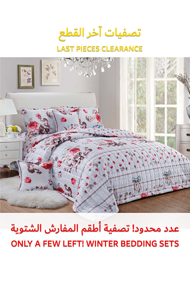 Soft Velvet Comforter set, 6 Pcs Soft Bedding Set, King Size 220x240cm - 1