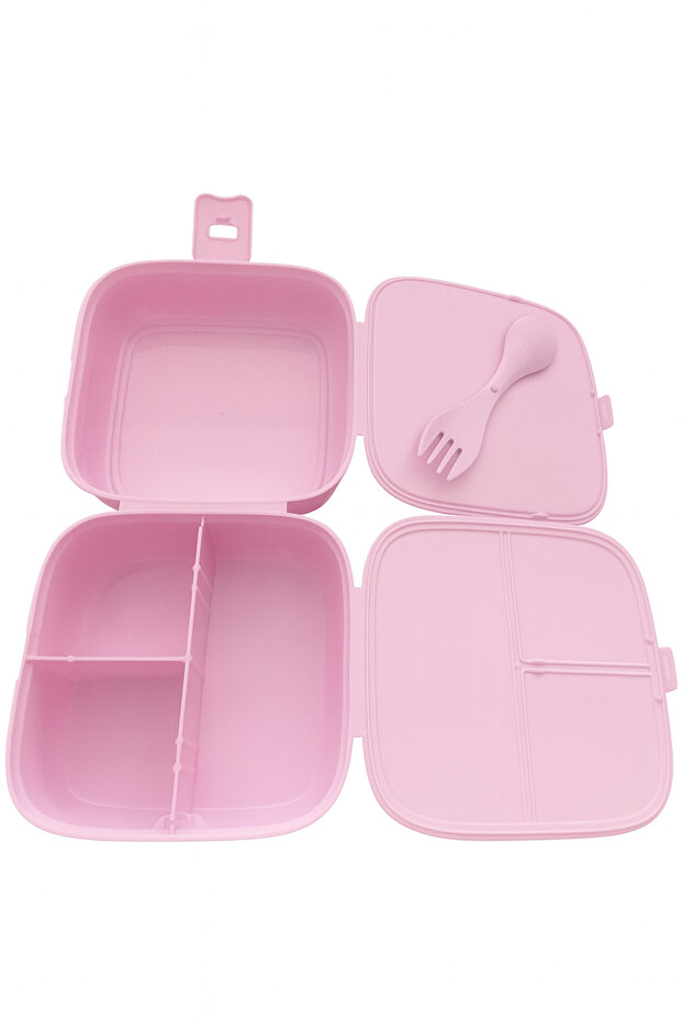 PEMBE ÇOCUK YEMEK KUTUSU & ÇATAL BIÇAK KUTUSU SETİ - 2