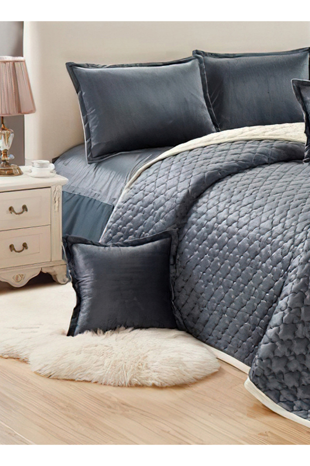 Soft Velvet Comforter set, 4 Pcs Soft Bedding Set, Single Size 160x210cm - 3