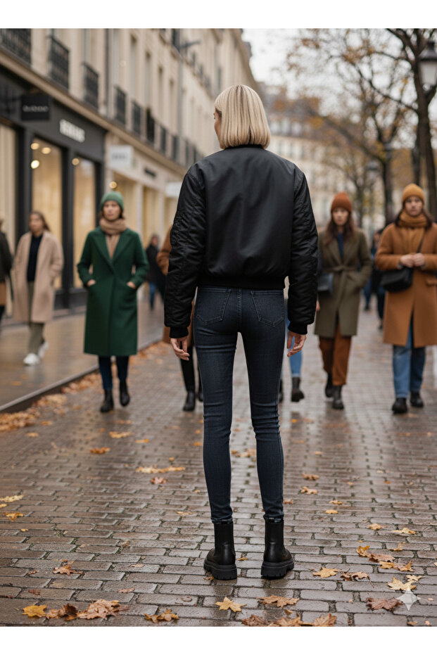 Kısa Oversize Bomber Ceket - 2