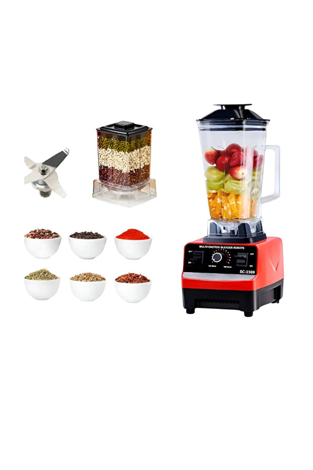 4500W Heavy Duty Commercial Blender 2-in-1 Juicer & Mixer with 2 Jars, Stainless Steel Blades