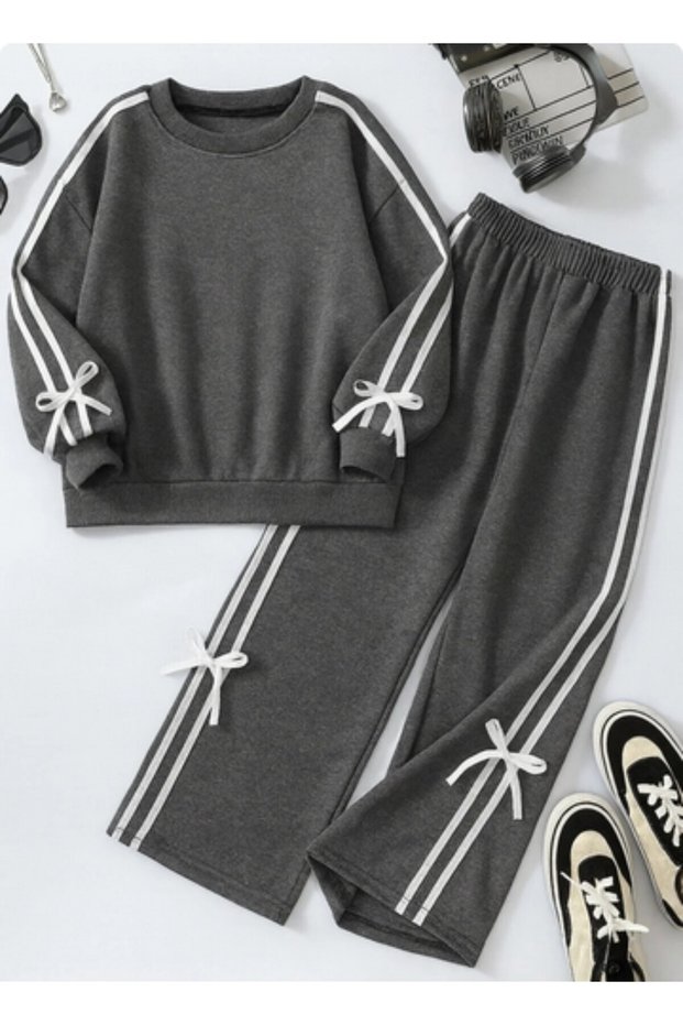 Girl's Bow Detailed Tracksuit Set