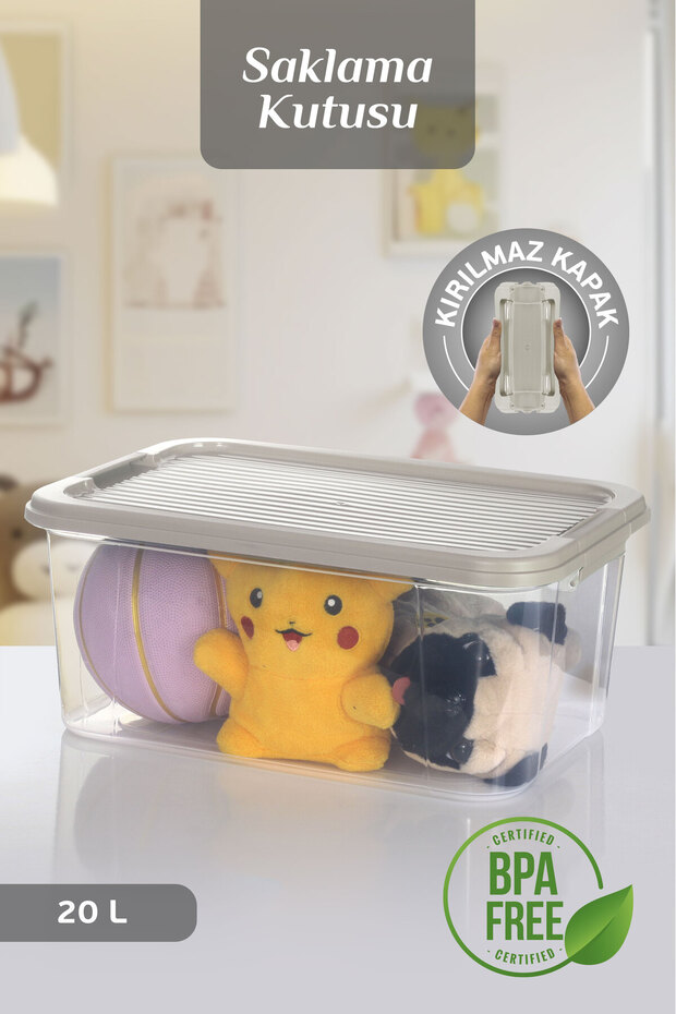 20 Lt Multibox Storage Container - Multi-Purpose Organizer with Lockable Lid Pantry Storage Storage Box - 1