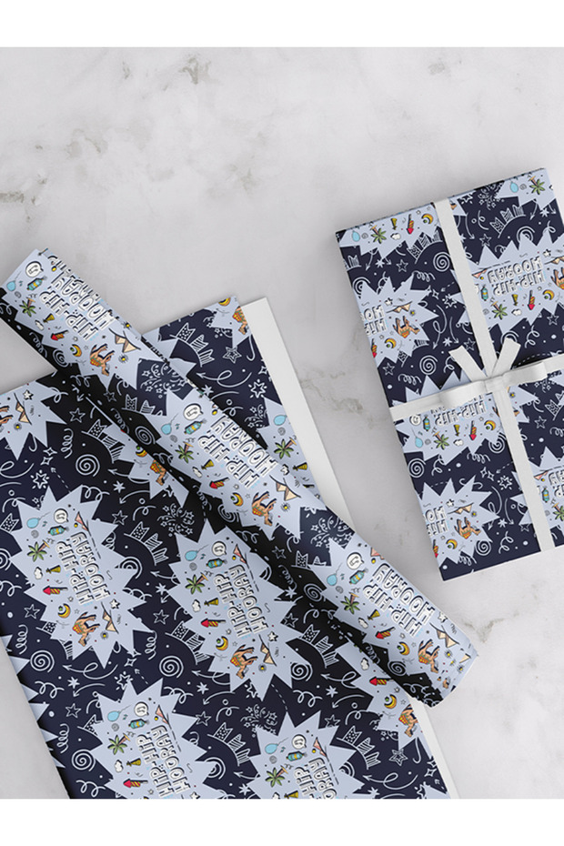 Hip Hip Hooray, Wrapping Paper, Blue