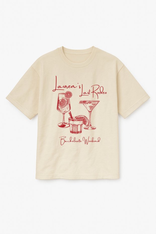 Oversize Beige Women's Bachelorette Hen Party Printed T-Shirt