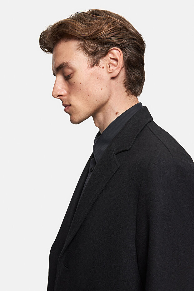 Slim Fit Siyah Palto - 3