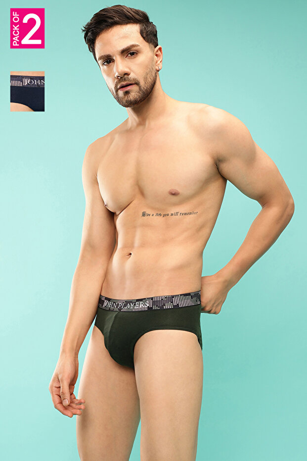 Pack of 2 John Players Classic Cotton Briefs with Sublimation Waistband
