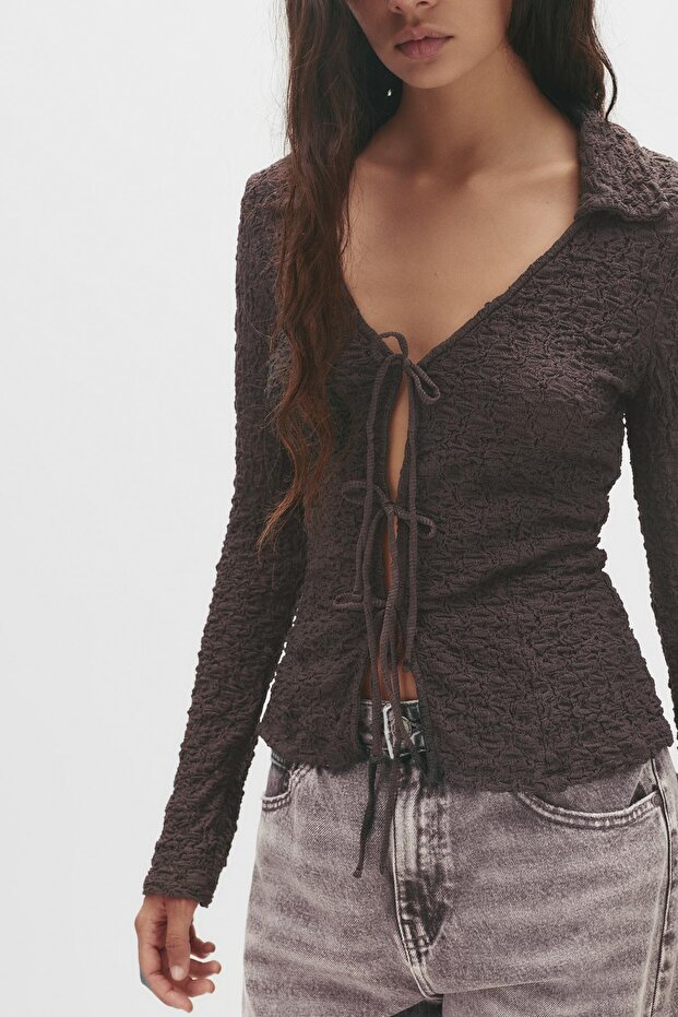 Dokulu Fiyonklu Bluz - 4