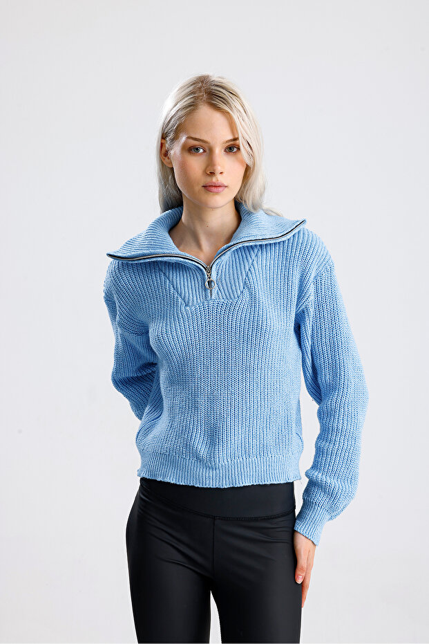 Пуловер с цип - 3