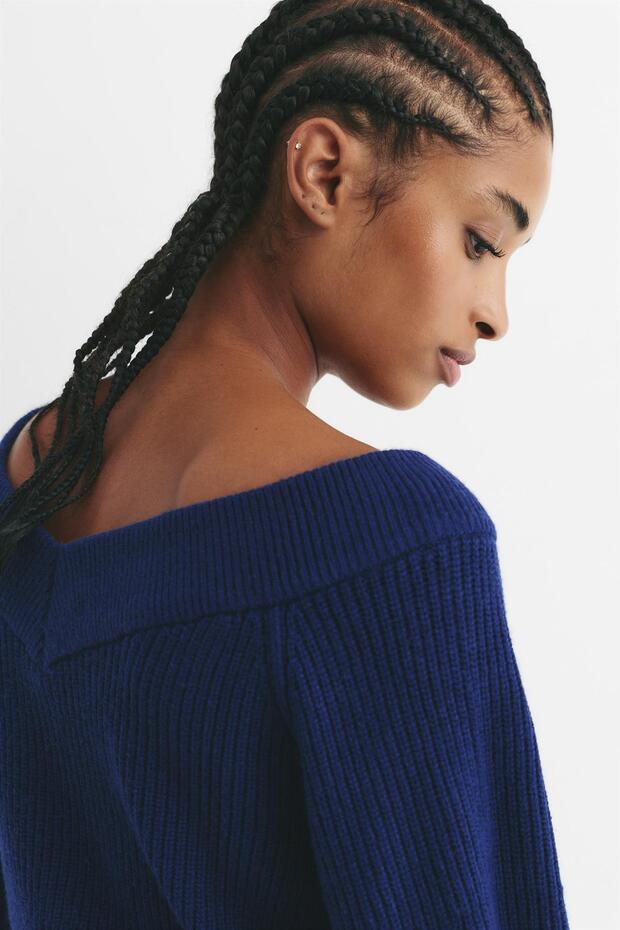 Fitilli örgü crop kazak - 4