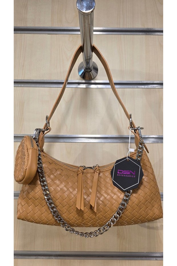 Dsn Imported Knitted Women's Shoulder Bag with Chain Strap Detail