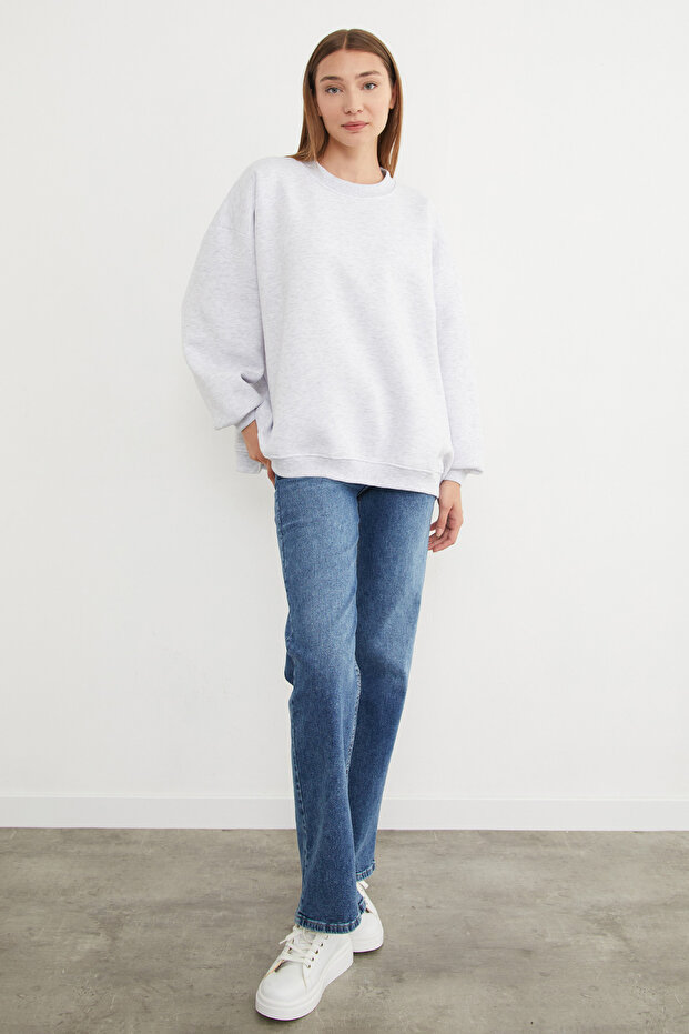 3 İplik Basic Oversize Sweatshirt - 4