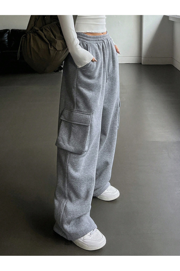 New Season Cargo Pocket Wide Leg Sports Sweatpants