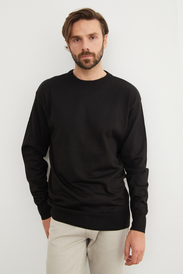 Basic Bisiklet Yaka Triko Kazak - 3