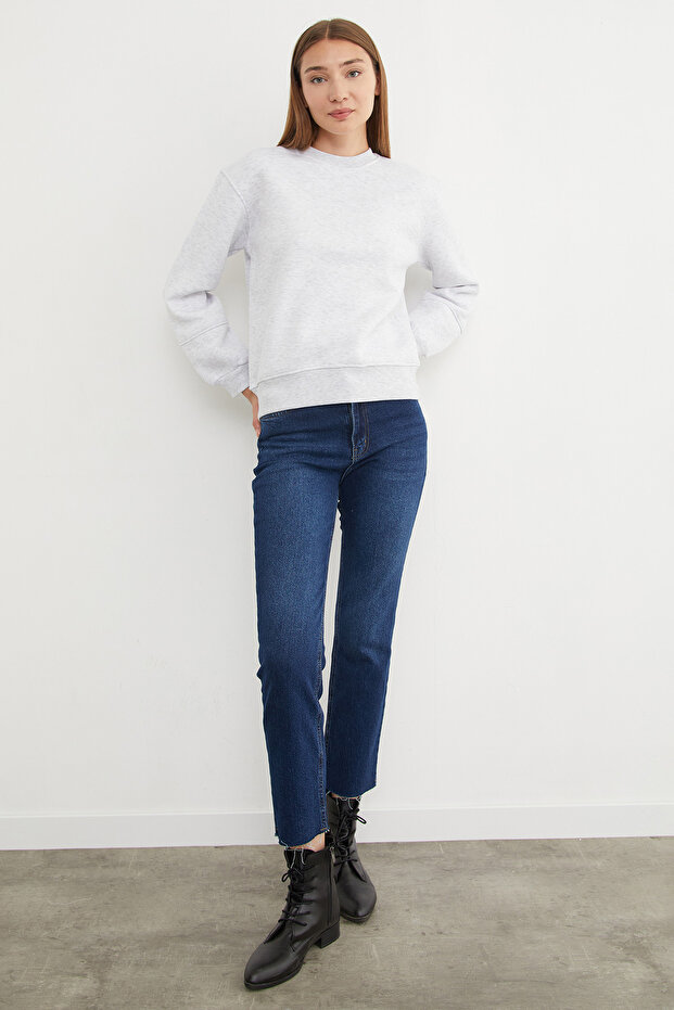 3 İplik Basic Bisiklet Yaka Sweatshirt - 2