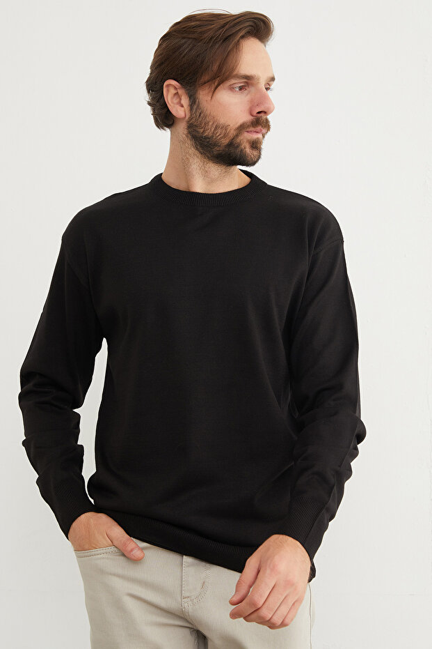 Basic Bisiklet Yaka Triko Kazak - 4