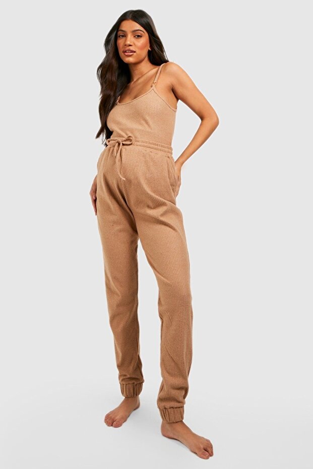 Special Milk Coffee Camisole Breastfeeding Top and Bottom Set for Mothers