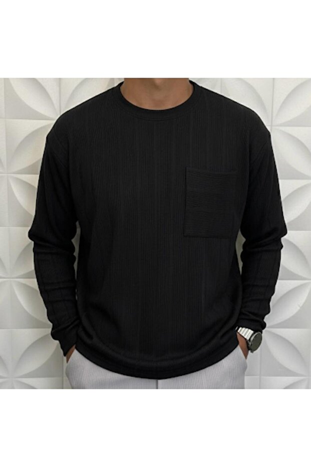 Men's Circular Neck Reported Ottoman Fabric Knitwear