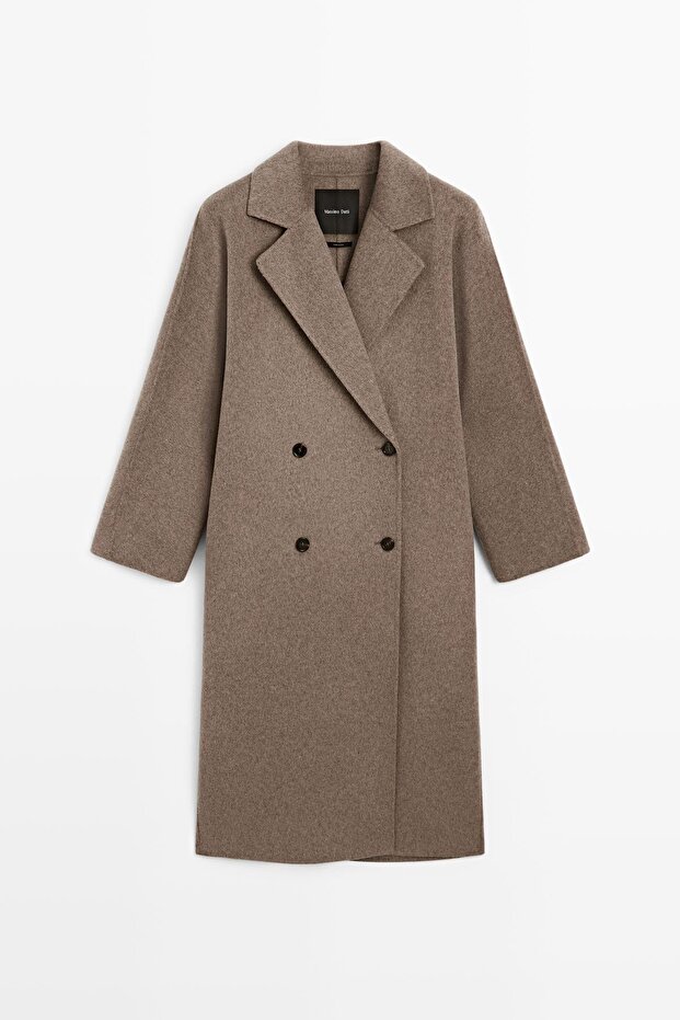 Uzun yün karışımlı kruvaze kaban - 5