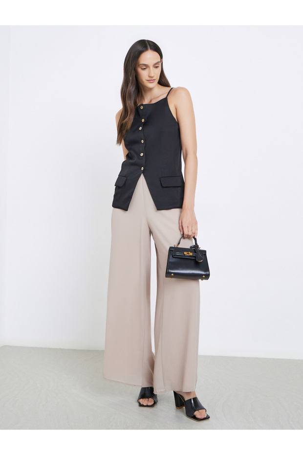 Strappy Square Neck Buttoned Top - 2