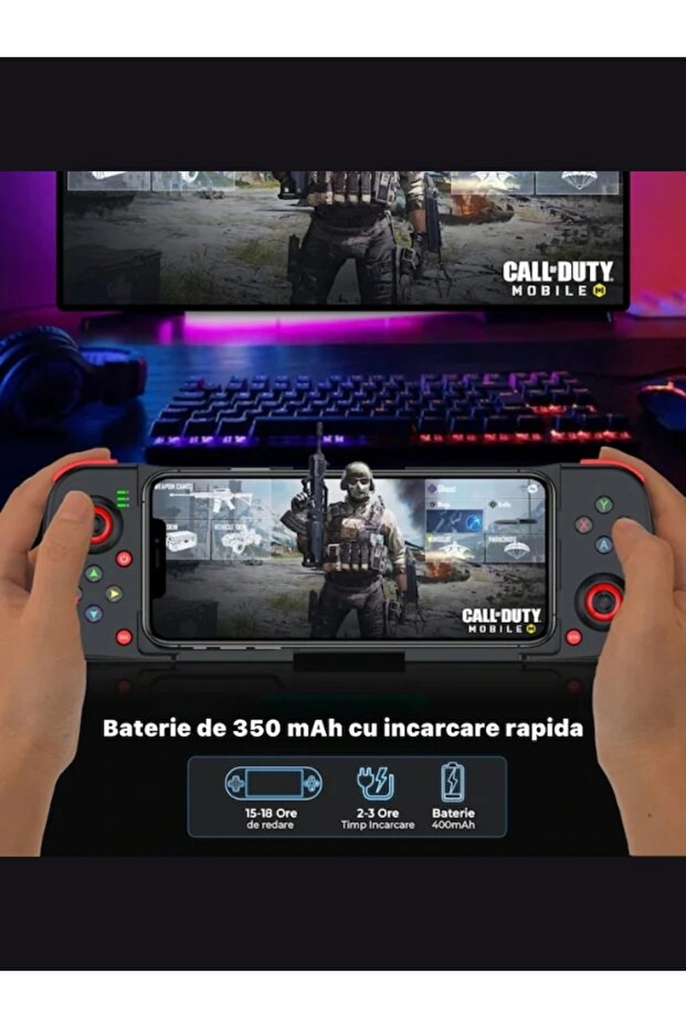 GamePad Gaming Controller for Android, iOS Phone, Bluetooth 5.0 Connectivity, Wireless, Black - 4